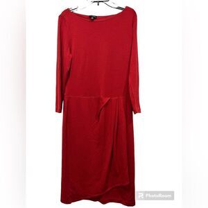 Talbots red long sleeve dress partial wool size XS fits like small